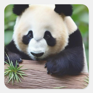 Cute Panda Beer Vierkante Sticker