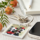 Cute Panda Beren Couple Sleutelhanger (Voorkant Rechts)
