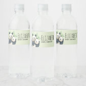 Cute Panda Beren Cuddling Waterverf Baby shower Waterfles Etiket (Flessen)
