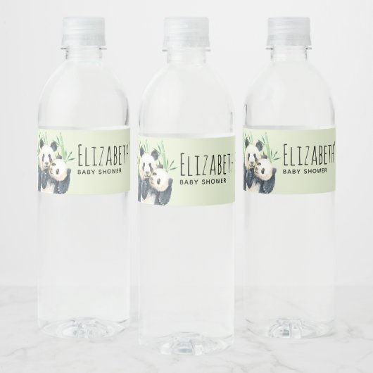 Cute Panda Beren Cuddling Waterverf Baby shower Waterfles Etiket (Flessen)