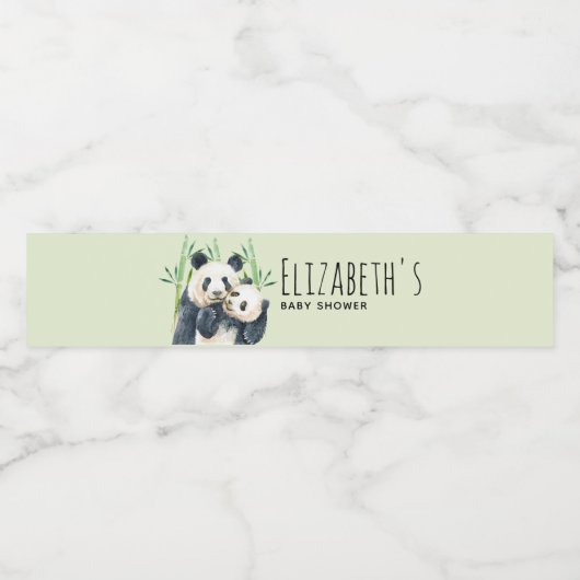 Cute Panda Beren Cuddling Waterverf Baby shower Waterfles Etiket (Enkel label)