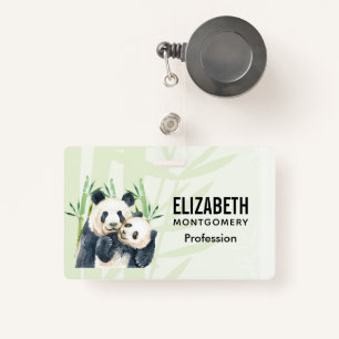Cute Panda Beren Cuddling Waterverf Badge