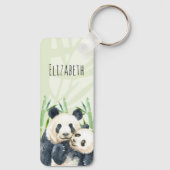 Cute Panda Beren Cuddling Waterverf Sleutelhanger (Achterkant)