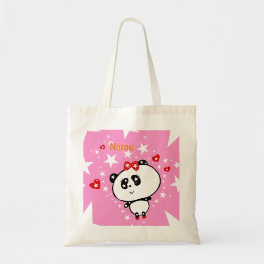Cute Panda Beren Funny Personalized Tote Bag (Voorkant)