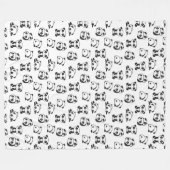 Cute Panda Beren Pattern Fleece Blanket Deken (Voorkant (Horizontaal))