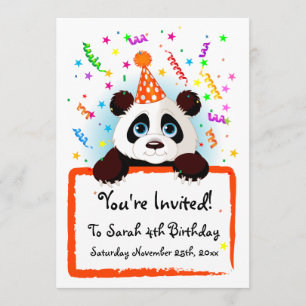 Cute Panda Birthday Invites Kaart