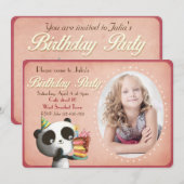 Cute Panda Birthday Party Invitation Kaart (Voorkant / Achterkant)