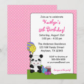 Cute Panda Birthday Party Kaart (Voorkant / Achterkant)