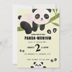 Cute Panda Birthday Uitnodiging