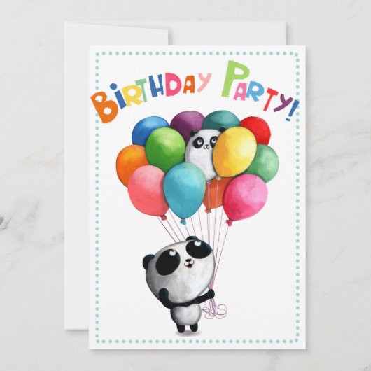 Cute Panda Birthday Uitnodiging (Achterkant)
