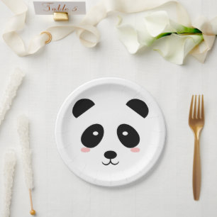 Cute Panda Black en White Simple Modern Papieren Bordje