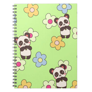 Cute Panda & Bloem Kawaii Patroon Notitieboek