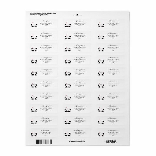 Cute Panda Blush Pink Monogram Script Etiket (Full Sheet)