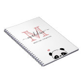 Cute Panda Blush Pink Monogram Script Notitieboek (Rechterzijde)