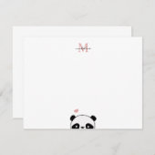 Cute Panda Blush Pink Monogram Script Notitiekaartje (Voorkant / Achterkant)