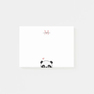 Cute Panda Blush Pink Monogram Script Post-it® Notes