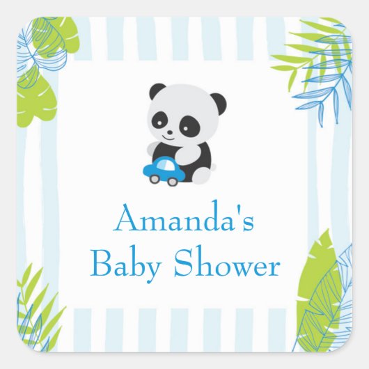 Cute Panda Boy Baby shower Favoriser Stickers Cade (Devant)