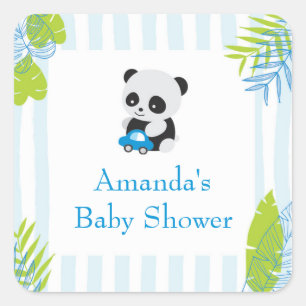 Cute Panda Boy Baby shower Favoriser Stickers Cade