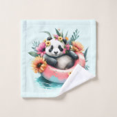 Cute Panda Chilling dans un tube intérieur (Gant de toilette)