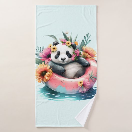 Cute Panda Chilling in een binnenbuis Bad Handdoek (Badhanddoek)