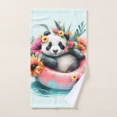 Cute Panda Chilling in een binnenbuis Bad Handdoek (Handdoek)