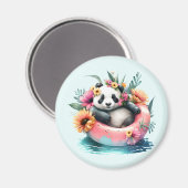 Cute Panda Chilling in een binnenbuis Magneet (Voorkant / Achterkant)