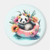 Cute Panda Chilling in een binnenbuis Magneet (Voorkant)