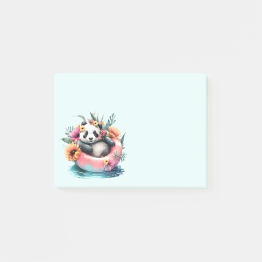 Cute Panda Chilling in een binnenbuis Post-it® Notes (Voorkant)