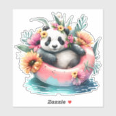 Cute Panda Chilling in een binnenbuis Sticker (Vel)