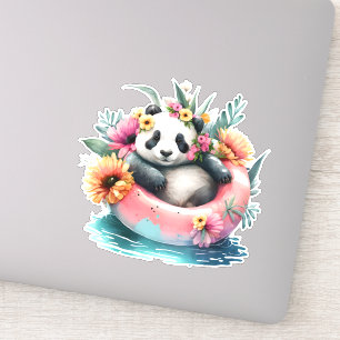 Cute Panda Chilling in een binnenbuis Sticker