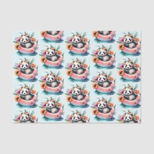 Cute Panda Chilling in een binnenbuis Tissuepapier (Voorkant)