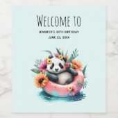 Cute Panda chilling in een binnenbuisje Wijn Etiket (Enkel label)