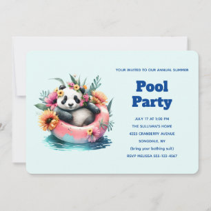 Cute Panda Chilling in een binnenste Tube Pool Par Kaart