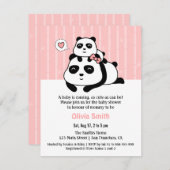Cute Panda Cub et maman Baby Shower Invitations (Devant / Derrière)