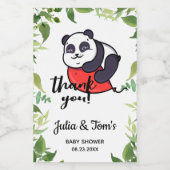 Cute Panda Dank u Baby shower Mini Wine Label Wijn Etiket (Enkel label)