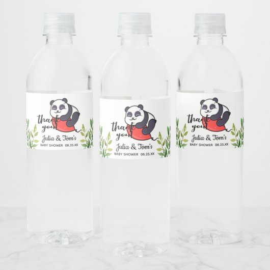 Cute Panda Dank u Baby shower Waterfles Etiket (Flessen)