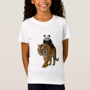 Cute Panda die op een Tijger Rijdt Kids T-Shirt