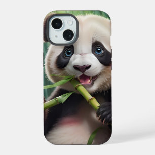 Cute Panda Eating Bamboo iPhone 15 Hoesje