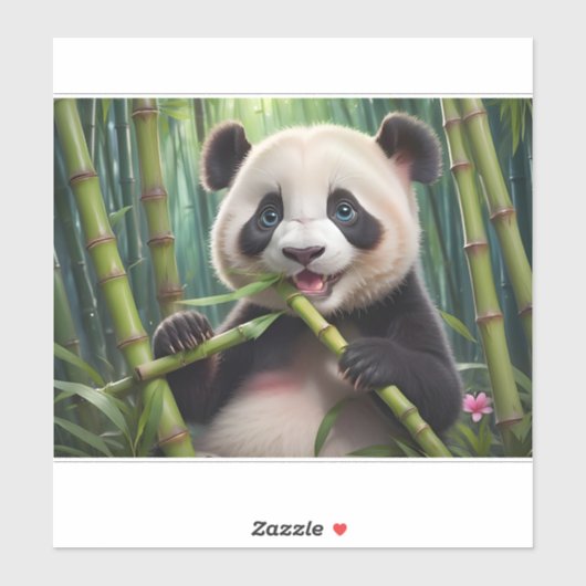 Cute Panda Eating Bamboo Sticker (Vel)