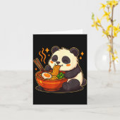 Cute Panda Eating Ramen Noodles Kaart (Gele Bloem)