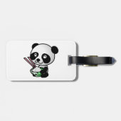 Cute Panda Eating Rice van Bowl met Chopsticks Bagagelabel (Achterkant horizontaal)