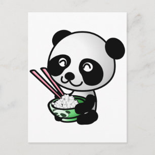 Cute Panda Eating Rice van Bowl met Chopsticks Briefkaart
