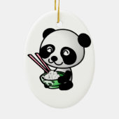 Cute Panda Eating Rice van Bowl met Chopsticks Keramisch Ornament (Achterkant)