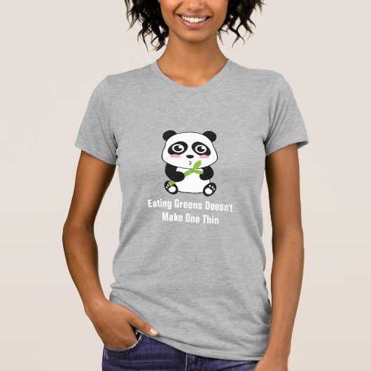 Cute Panda eet Bamboe Shoots met Funny Text T-shirt (Voorkant)