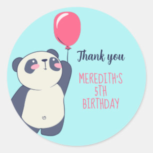 Cute Panda en Ballon Cartoons Kinderen van Birthda Ronde Sticker