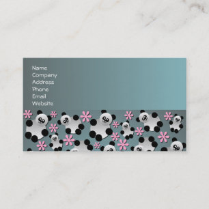 Cute Panda en Flowers Pattern Visitekaartje