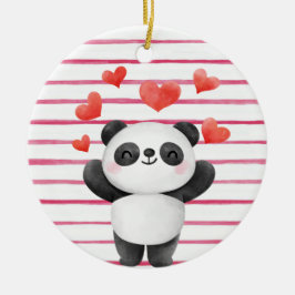 Cute Panda en hart Keramisch Ornament