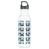 Cute Panda Expression Blue Waterfles (Achterkant)