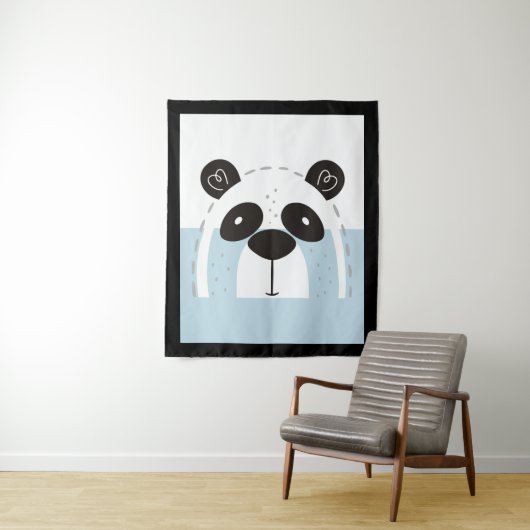 Cute Panda Face Colorblock Wandkleed (In situ)