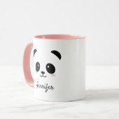 Cute panda face gepersonaliseerde roze mok (Voorkant links)